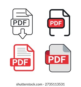 PDF-Symbolsatz. Vektorgrafik.