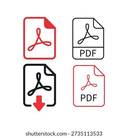 PDF-Symbolsatz. Vektorgrafik.