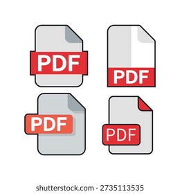 Conjunto de iconos de PDF. Ilustración vectorial.