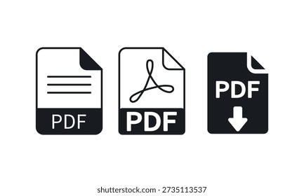 PDF-Symbolsatz. Vektorgrafik.