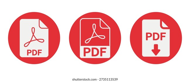 PDF-Symbolsatz. Vektorgrafik.