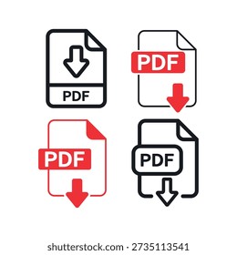 Conjunto de iconos de PDF. Ilustración vectorial.