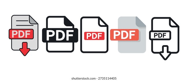 PDF-Symbolsatz. Vektorgrafik.