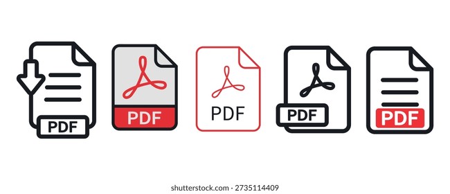 PDF-Symbolsatz. Vektorgrafik.