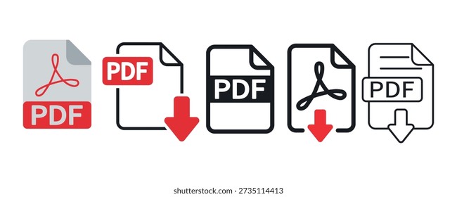 PDF-Symbolsatz. Vektorgrafik.
