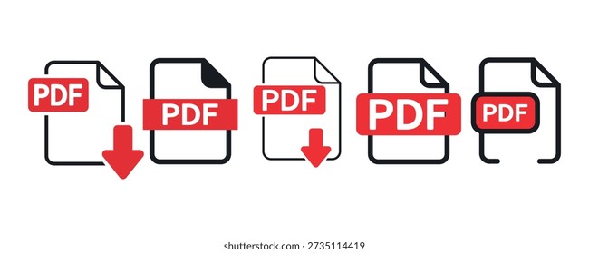 PDF-Symbolsatz. Vektorgrafik.