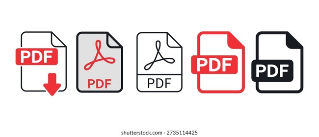 PDF-Symbolsatz. Vektorgrafik.