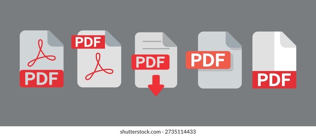 PDF-Symbolsatz. Vektorgrafik.