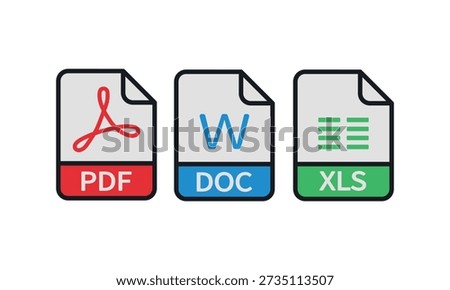 PDF icon set. Vector illustration.