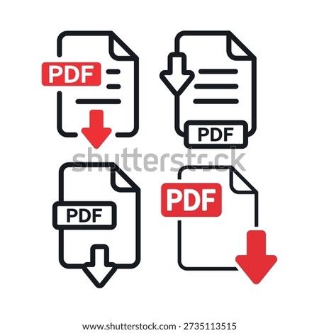 PDF icon set. Vector illustration.