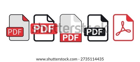 PDF icon set. Vector illustration.