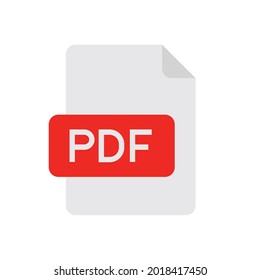 Pdf icon. Simple flat design style. File, format, download, symbol, banner, button, sign concept. Vector illustration isolated on white background, Eps 10.