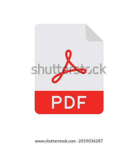 Pdf icon. Simple flat design style. File, format, download, symbol, banner, button, sign concept. Vector illustration isolated on white background, Eps 10.