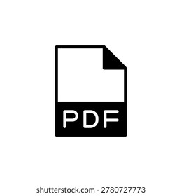 PDF icon in solid outline style symbol for portable document