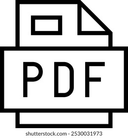 PDF-Symbol. Dünnes lineares Design einzeln auf weißem Hintergrund