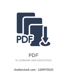Pdf icon. Trendy flat vector Pdf icon on white background from E-learning and education collection, vector illustration can be use for web and mobile, eps10