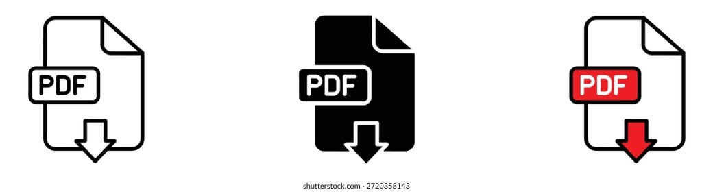 PDF icon vector. Pdf document download symbol. vector illustration.