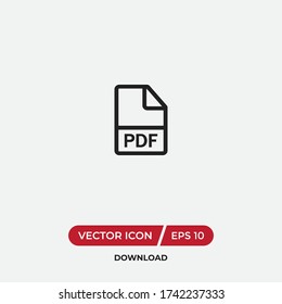 PDF icon vector. PDF document sign