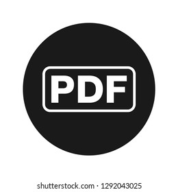 PDF icon vector illustration design isolated on flat black round button