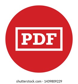 PDF icon vector isolated on flat red round button illustration