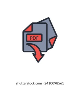 PDF icon. vector.Editable stroke.linear style sign for use web design,logo.Symbol illustration.