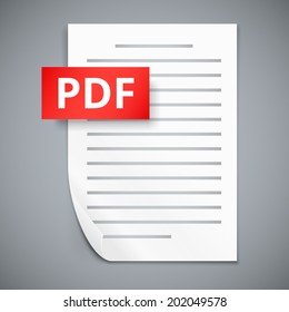 PDF icons, stack of paper sheets, vector illustration