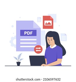 Pdf a jpeg convierte el concepto de diseño de ilustración. Ilustración de sitios web, páginas de aterrizaje, aplicaciones móviles, carteles y banners