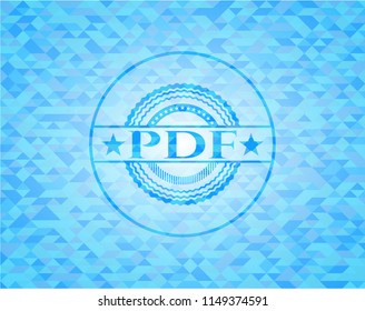 PDF light blue emblem with mosaic background
