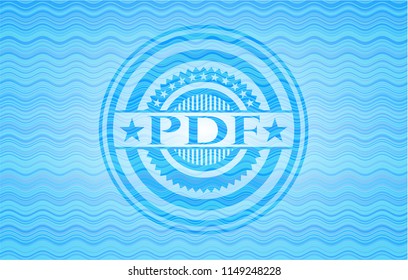 PDF light blue water wave style badge.