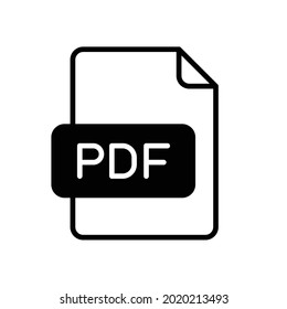 Pdf line icon. Simple outline design style. File, format, download, symbol, banner, button, sign concept. Vector illustration isolated on white background. Eps 10.