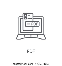 Pdf linear icon. Modern outline Pdf logo concept on white background from E-learning and education collection. Suitable for use on web apps, mobile apps and print media.
