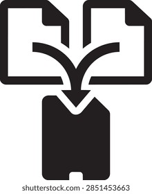 PDF Merge Tool Document Combination Single Functional Monochrome Icon