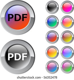 PDF multicolor glossy round web buttons.