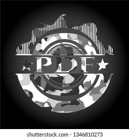 PDF on grey camo texture