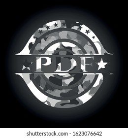 PDF on grey camo texture
