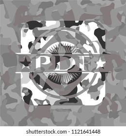 PDF on grey camouflage texture