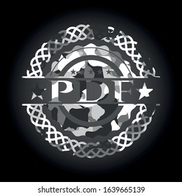PDF on grey camouflaged pattern