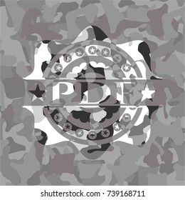 PDF on grey camouflaged texture