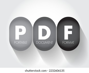 PDF - Portable Document Format acronym, technology concept background
