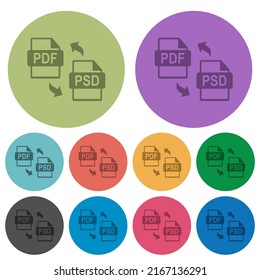 PDF PSD file conversion darker flat icons on color round background