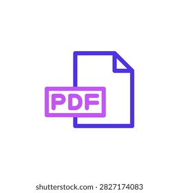 Pdf purple outline icon in dual tone style symbol for portable document