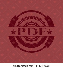PDF red icon or emblem. Vector Illustration. Detailed.