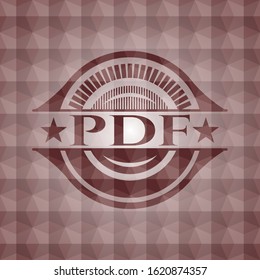 PDF red seamless emblem with geometric background.