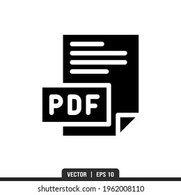 Pdf Silhouette icon vector, illustration logo template in trendy style. Suitable for many purposes.
