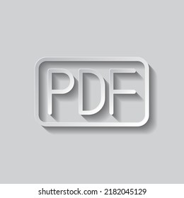 PDF simple icon vector. Flat design. Paper style with shadow. Gray background.ai