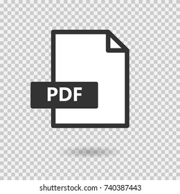 PDF simple vector icon on transparent background. Loading. Format file. Download file. Sign for web or app.