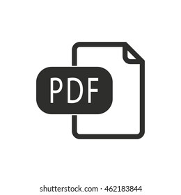PDF vector icon. Black illustration isolated on white background for graphic and web design.