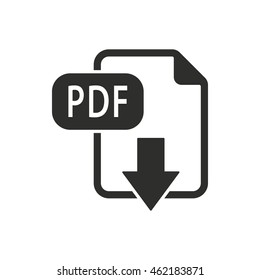 PDF vector icon. Black illustration isolated on white background for graphic and web design.