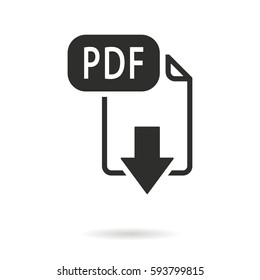 PDF vector icon. Black illustration isolated on white background for graphic and web design.