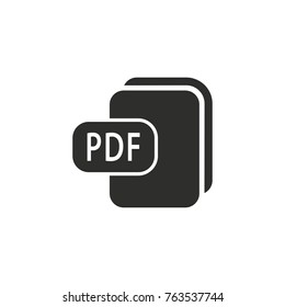 PDF vector icon. Black illustration isolated on white background for graphic and web design.